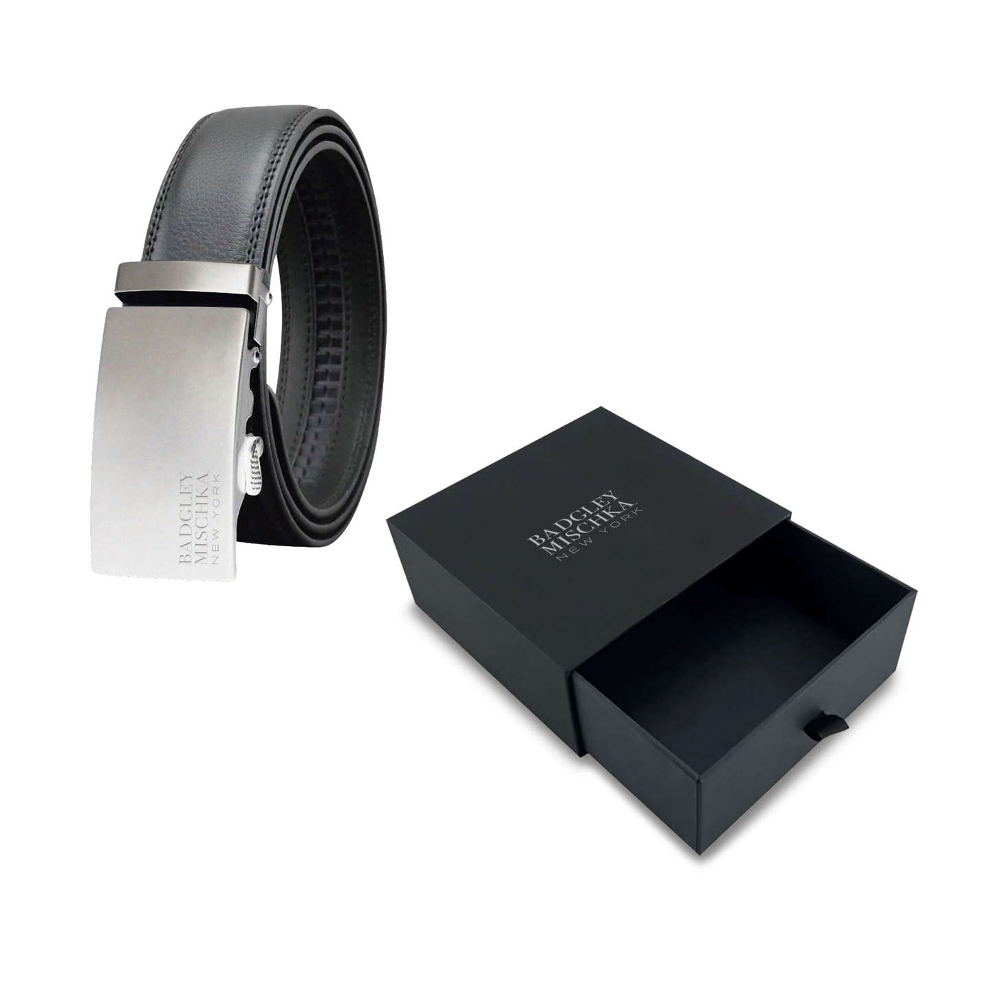 BMNY RATCHET BELT BLACK WITH SILVER BUCKLE
